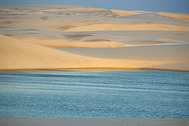 Sand dunes around Gaivota Lake at Lencois Maranhenses National Park, Santo Amaro, Maranhao, Brazil, South America