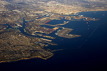 Aerial view of Long Beach area, California, United States of America, North America