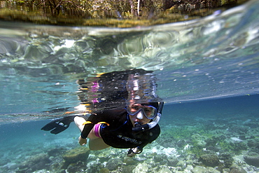 Snorkeller, Rock Islands, Palau, Caroline Islands, Micronesia, Pacific Ocean, Pacific