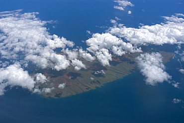 Aerial view of the island of Kahoolave, Hawaii, United States of America, Pacific