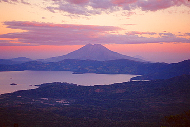 Ilopango lake at dusk, San Salvador, El Salvador, Central America