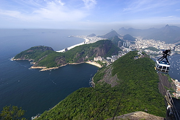 Sugarloaf cable car with ocean view, Rio de Janeiro, Brazil, South America