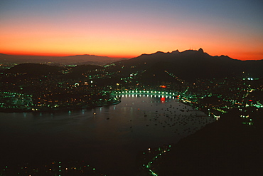 Botafogo beach at dusk, Rio de Janeiro, Brazil, South America                    