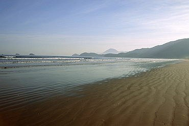 Shoreline at Camburiu Beach, Sao Paulo, Brazil, South America