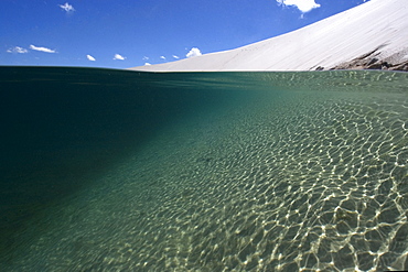 Sand dunes filled with rain water, Lencois Maranhenses, Maranhao, Brazil, South America