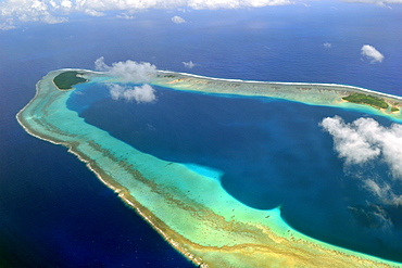 Aerial view of Micronesian atoll near Chuuk, Federated States of Micronesia, Caroline Islands, Micronesia, Pacific Ocean, Pacific