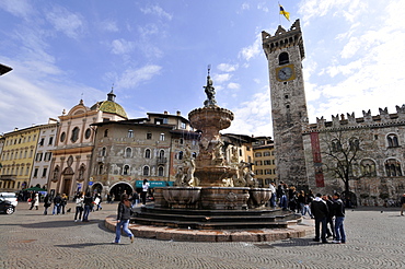 Fountain in main square of Trento, Trentino, Italy, Europe