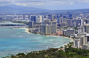 View of Waikiki from Diamond Head Crater, Oahu, Hawaii, United States of America, Pacific