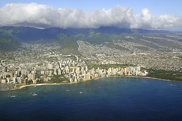 Aerial view of Waikiki, Honolulu, Oahu, Hawaii, United States of America, Pacific