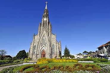 Stone Cathedral (Igreja de Pedra) (Paroquia Nossa Senhora de Lourdes), the main church in Canela, Rio Grande so Sul, Brazil, South America