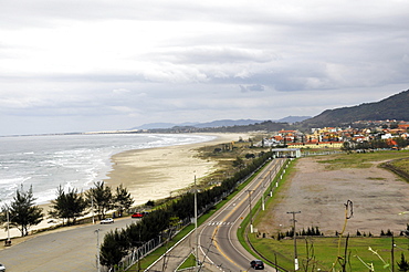 Vila Nova Beach, main road and beachfront houses,  Imbituba, Santa Catarina, Brazil, South America