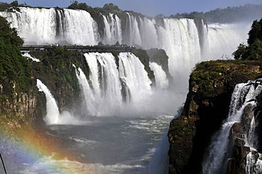 Salto Floriano and rainbow, Iguassu Falls, Iguazu National Park, Puerto Iguazu, Brazil side taken from Argentina, South America