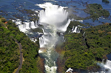 Aerial view of Iguassu Falls, UNESCO World Heritage Site, Iguassu River, border between Brazil and Argentina, South America