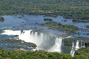 Aerial view of Iguassu Falls, Iguazu National Park, UNESCO World Heritage Site, Parana, Border between Brazil and Argentina, South America