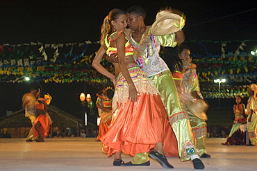 Bumba-meu-boi, traditional dance party celebrating the saints of June on the streets of Sao Luis, Maranhao, Brazil, South America