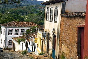 Camara street with historical colonial houses, Tiradentes, Minas Gerais, Brazil, South America