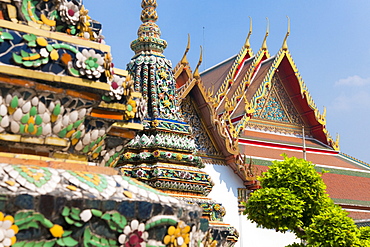 Wat Pho, the Temple of the Reclining Buddha.  Bangkok, Thailand, Asia.