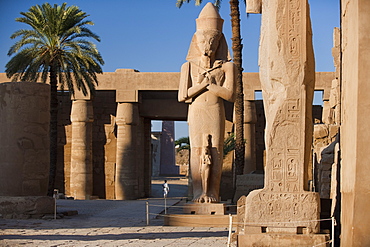 hieroglyphics, Pharao Statue, Karnak Temple Complex. Luxor, Nile Valley, Egypt, Africa 