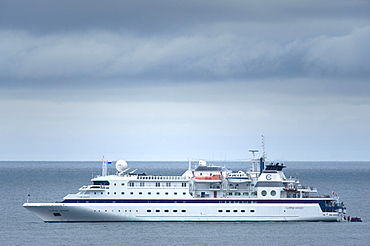 Boat in the open sea. Petropavlovsk, Kamchatka, Russia