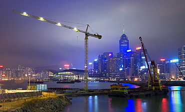 Hong Kong at night. Hong Kong Island, China