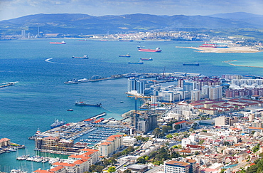 Gibralter Harbour, Rock Of Gibralter. City Of Gibraltar, , Gibraltar Strait . UK