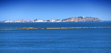 beach scape, sea side, coast of Senegal looking on to Island of Goree. Dakar , City  Center, Cape Verde Peninsula. Senegal