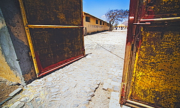 Political Prison, 03/04/2009. Entrance of the Ex-Campo de Concentração do Tarrafal. An ex political prison camp of Tarrafal. Praia, Sao Tiago Island. Cape Verde