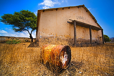 03/04/2009. Building and prison quarters of the Ex-Campo de Concentração do Tarrafal. An ex political prison camp of Tarrafal. Praia, Sao Tiago Island, Cape Verde. Praia, Sao Tiago Island. Cape Verde