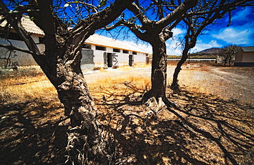 03/04/2009. Building and prison quarters of the Ex-Campo de Concentração do Tarrafal. An ex political prison camp of Tarrafal. Praia, Sao Tiago Island, Cape Verde. Praia, Sao Tiago Island. Cape Verde