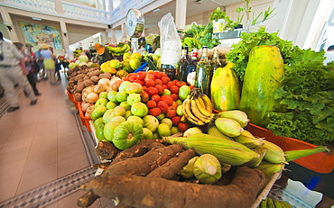 04/04/2009, Market Hall, fruit and vegetables, local market. Mindelo, Fruit Market, Sao Vicente Island. Cape Verde Islands