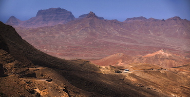 04/04/2009. Cape Verde, Cabo Verde, São Vicente, Mindelo,  Monte VerdeSao Pedro, View from Monte Verde towards Praia Grande. Mindelo, Mt Verde, Sao Vicente Island. Cape Verde Islands