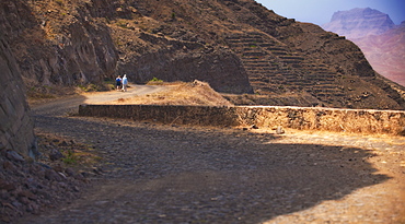 04/04/2009. Cape Verde, Cabo Verde, São Vicente, Mindelo,  Monte VerdeSao Pedro, View from Monte Verde towards Praia Grande. Mindelo, Mt Verde, Sao Vicente Island. Cape Verde Islands