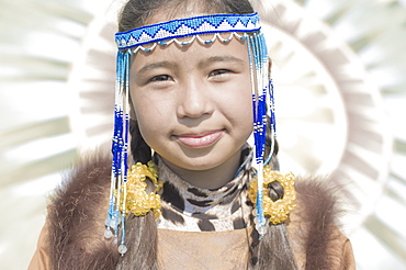 Inuit young Female of Koryaks peoples in native clothes, Ossora Village (Koryakskiy Peninsular) Russia, Asia