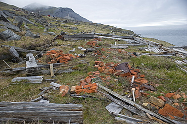 Semyon Dezhnev settlement, abandoned and ruined, Cape Dezhnev (Chukotskiy Peninsular ) Russia, Asia.  MORE INFO: cape that forms the easternmost mainland point of Eurasia. In 1898 it was officially renamed Cape Dezhnev, replacing Captain James Cook's 'East Cape', in honor of Semyon Dezhnyov, the first recorded European to round it (1648). There is a large monument to Dezhnev on the coast.