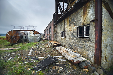 Abandoned Soviet Submarine base 1978 - 1991, ruined settlement, Brouton Bay (Bering Sea), Russia, Asia