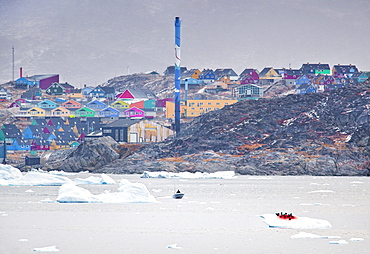 Ilulissat Harbour, with icebergs. Ilulissat, Jakobshavn, Greenland (Denmark), North America