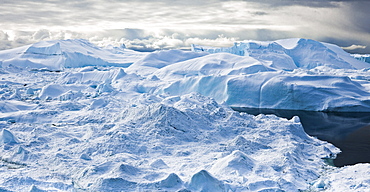 Icebergs, glacier, icefjord, Disko Bay, Ilulissat, Jakobshavn, Qaasuitsup, Greenland (Denmark), North America