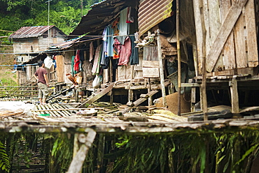 Iban Long House comunity. Kuching, Sarawak, Borneo, Malaysia, South-East Asia, Asia