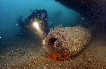 divers enjoying wreck diving in Barbados, Caribbean