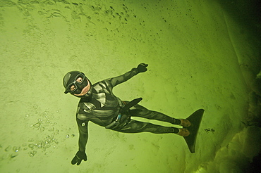 Julia Petrik  Russian freediver. White Sea, Russia