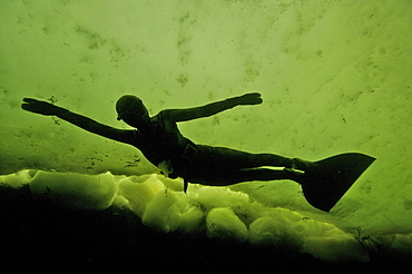 Julia Petrik  Russian freediver. White Sea, Russia