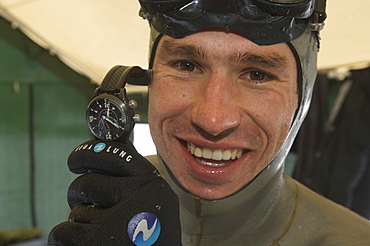 Gillieume Nery world record holder and Champion during the Oslo Ice Challenge 2009. Oslo, Norway