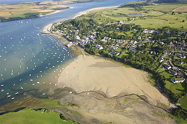 Aerial views over Rock. Cornwall, UK