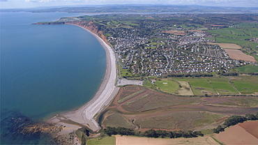 River Otter outlet wqith Bugleigh Salterton. Devon, UK