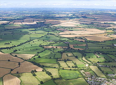 Aerial views of field over Axminster. UK