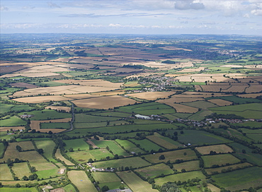 Aerial views of field over Axminster. UK