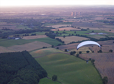 Paramotoring at sunset . Notingham. Uk