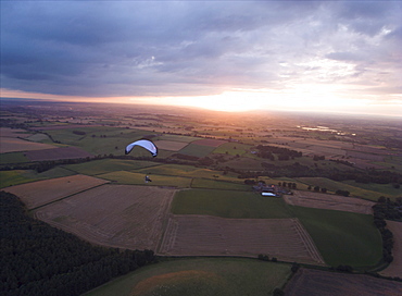 Paramotoring at sunset . Notingham. Uk