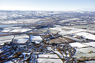 Views over Woodbury with the River Exe in the Distance. Near Exeter Devon. Devon, UK