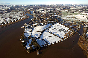 Snow view of Topsham on the River Exe. Devon, UK